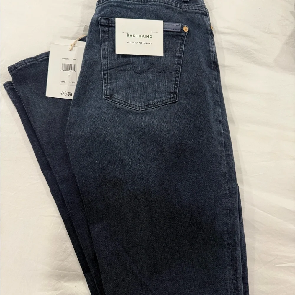 7 For All Mankind Straight Leg Jeans in Dark Blue - Picture 1 of 1